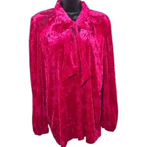 Eloquii Pink Velvet Blouse with Bow